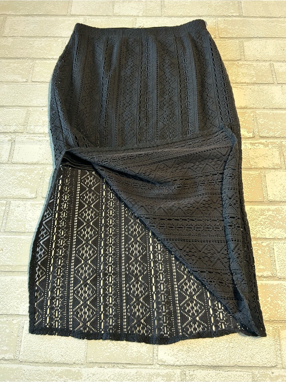 Billabong Black Lace Skirt with Side Slit Cottage core Festival size small - Picture 3 of 7